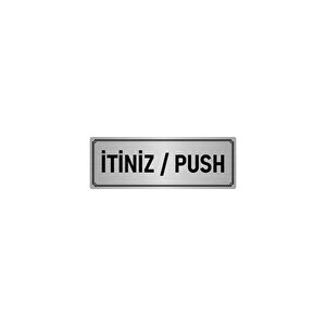 Metal Yönlendirme Levhası, Departman Kapı İsimliği İtiniz/push 5x20 Cm Gümüş Renk