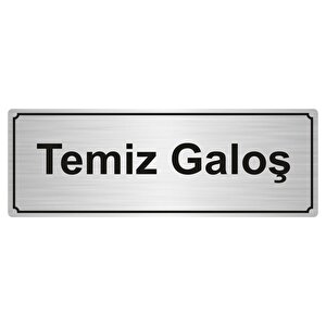 Temi̇z Galoş Yönlendi̇rme Levhasi 7cmx20cm Gümüş Renk Metal