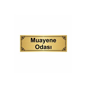 Muayene Odası 7x20cm Altın Renk Metal Yönlendirme Levhası