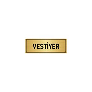 Metal Yönlendirme Levhası, Departman Kapı İsimliği Vestiyer 10x20 Cm Altın Renk