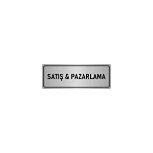Metal Yönlendirme Levhası, Departman Kapı İsimliği Satış & Pazarlama 7x20 Cm Gümüş Renk