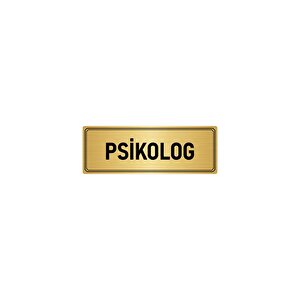 Metal Yönlendirme Levhası, Departman Kapı İsimliği Psikolog 5x20 Cm Altın Renk