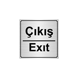 Çikiş Exit 20cmx20cm Metal Yönlendi̇rme Levhasi Gümüş Renk Metal