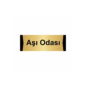 Aşı Odası 10x20cm Altın Renk Metal Yönlendirme Levhası