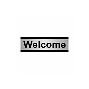 Welcome 7x20cm Gümüş Renk Metal Yönlendirme Levhası