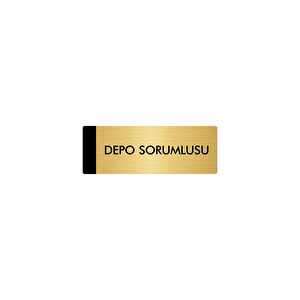 Metal Yönlendirme Levhası, Departman Kapı Isimliği Depo Sorumlusu 10x20 Cm Altın Renk