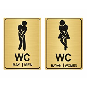 Wc Bay Bayan Yönlendirme Levhası 13 X 18 Cm Yapışkanlı Altın Renk