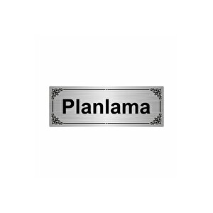 Planlama 7x20cm Gümüş Renk Metal Yönlendirme Levhası