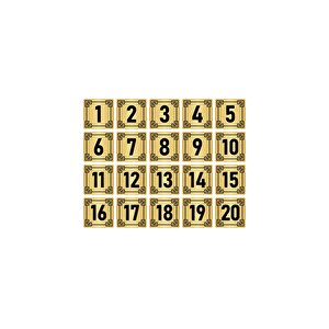 Metal Kapı Masa Dolap Numara Levhası 5x5cm Altın Renk 20 Adet (1…20)