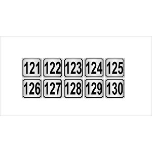 Metal Kapı,masa,dolap Numarası 3,5cmx3,5cm 10 Adet (121…130) Gümüş Renk Metal