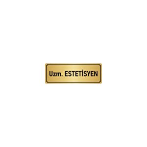 Metal Yönlendirme Levhası, Departman Kapı İsimliği Uzm. Estetisyen 7x20 Cm Altın Renk
