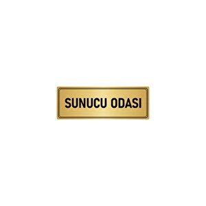 Metal Yönlendirme Levhası, Departman Kapı İsimliği Sunucu Odası 5x20 Cm Altın Renk