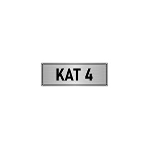 Metal Yönlendirme Levhası, Departman Kapı İsimliği Kat 4 10x20 Cm Gümüş Renk