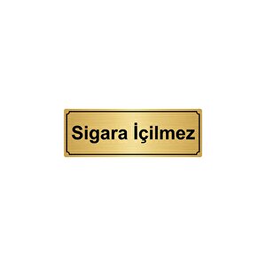 Si̇gara İçi̇lmez  Yönlendi̇rme Levhasi 10cmx20cm Altin Renk Metal
