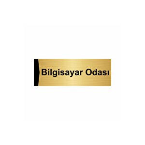 Bilgisayar Odası 10x20cm Altın Renk Metal Yönlendirme Levhası