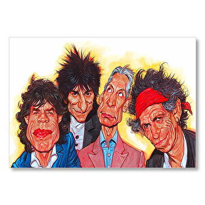 Rolling Stones Karikatürize Mdf Ahşap Tablo 25x35 cm
