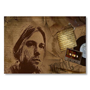 Kurt Cobain Ve Şarkı Sözleri Mdf Ahşap Tablo 50x70 cm