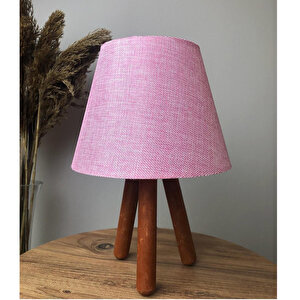 Evlight Üç Ayaklı Ahşap Abajur Pembe