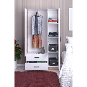 Abete-3 Kapılı 2 Çekmeceli Ceviz-beyaz Gardırop/170x90x37