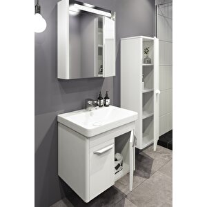 Mauna 60 Cm Banyo Dolabı -Beyaz (Boy Dolap Dahil)