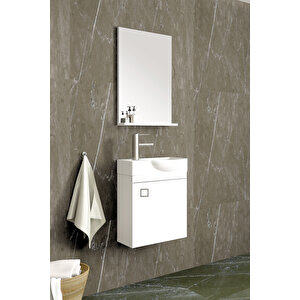 Mini 45 Cm Sol Banyo Dolabı Beyaz