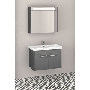 Mauna 80 Cm Banyo Dolabı Antrasit - Boy Dolap Hariç