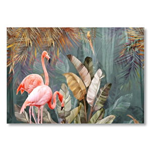 Doğadaki Çift Filamingo Görseli Mdf Ahşap Tablo 35x50 cm