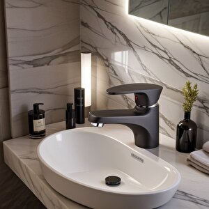 Polyfit Antrasit Gri Mix Lavabo Bataryası Mini model 12 cm