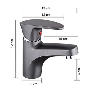 Polyfit Antrasit Gri Mix Lavabo Bataryası Mini model 12 cm