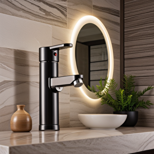 Polyfit Siyah Mix Lavabo Bataryası F1 model 19 cm