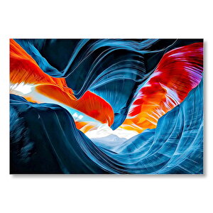 Turuncu Mavi Kanyon Görseli Gerçeküstü Resim Mdf Ahşap Tablo 50x70 cm