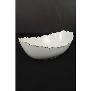 Wave Porselen Oval Salata Kasesi Yaldızlı – Lmg 326