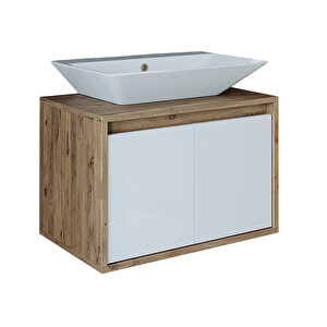 2 Kapaklı Lavabolu Asma 65 Cm Banyo Dolabı