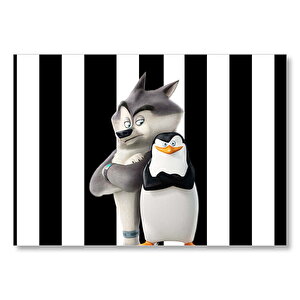 Madagaskar Penguenleri Kaptan Görseli Mdf Ahşap Tablo 50x70 cm