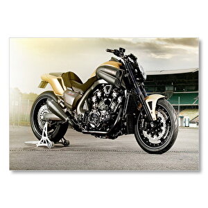 Özel Max Yamaha Siyah Sarı Görsel Mdf Ahşap Tablo 35x50 cm
