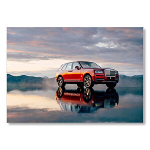 Rollsroyce Cullinan Kırmızı Işıltılı Görseli Mdf Ahşap Tablo 35x50 cm