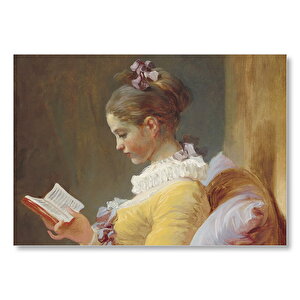 Kitap Okuyan Genç Kız Yağlı Boya Resim Mdf Ahşap Tablo 25x35 cm