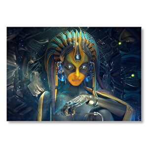 Kadın Cyborg Dijital Sanat Mdf Ahşap Tablo 35x50 cm