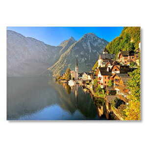 Goisern Hallstättersee Avusturya Doğada Evler Görseli Mdf Ahşap Tablo 25x35 cm