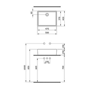 Milano 1215-029-0125 50 Cm Çanak Lavabo Mat Buz Mavisi