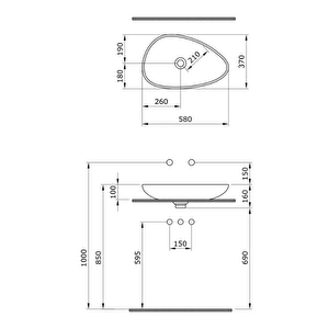 Etna 1114-014-0125 Çanak Lavabo 58 Cm Parlak Bisküvi