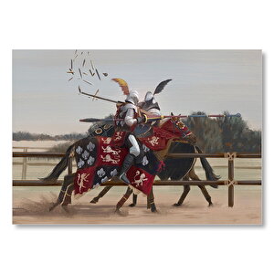 Şovalyelerin Çarpışması Görseli Mdf Ahşap Tablo 35x50 cm
