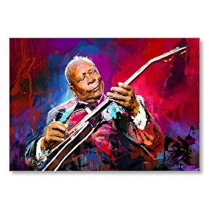 Yağlı Boya Resmi Elektronik Gitar Mutlu Caz Müzisyeni Görseli Mdf Ahşap Tablo 50x70 cm