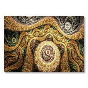 Tarot Fraktal Şekiller Kahverengi Sarı Görsel Mdf Ahşap Tablo 50x70 cm