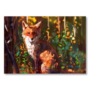 Ormandaki Tilki Dijital Sanat Mdf Ahşap Tablo 50x70 cm