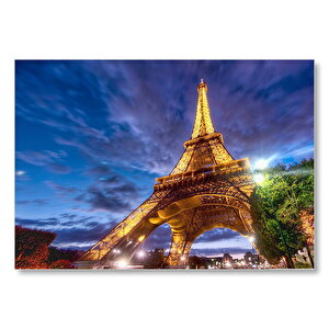Eyfel Kulesi Gece Işıkları Mdf Ahşap Tablo 50x70 cm