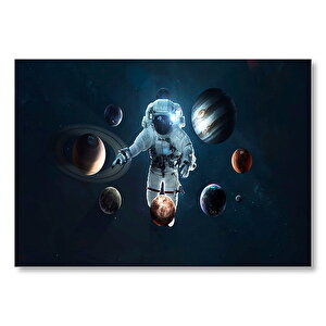 Uzay Astronot 7 Gezegen Görseli Mdf Ahşap Tablo 25x35 cm