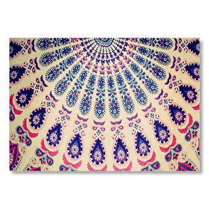 Mavi Pembe Yeşil Mor Mandala Soyut Sanat Görseli Mdf Ahşap Tablo 50x70 cm