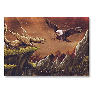 Ejderha Akbabaya Karşı Mdf Ahşap Tablo 25x35 cm