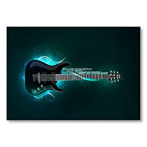 Elektro Gitar Işıklı Görsel Mdf Ahşap Tablo 35x50 cm